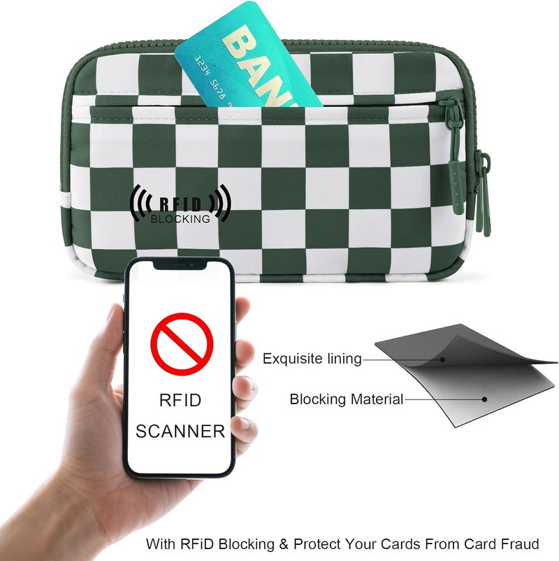 NEWROGENG Checkered WristleWallets for Women, RFID Wallet Crossbody with 4 Zippers, Credit Card Holder Cell Phone Organizer - Image 4